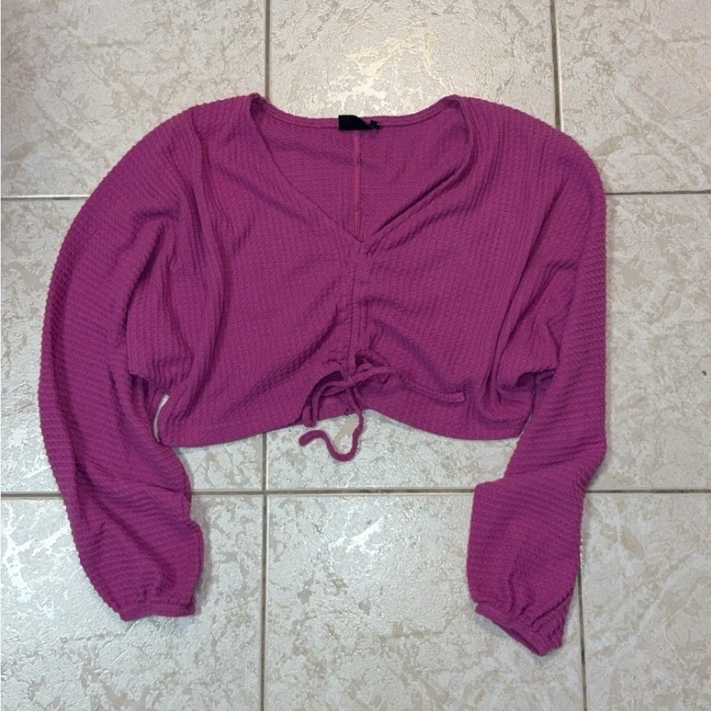 Urban Outfitters Pink and Purple Ruched Tie Front Blouse
